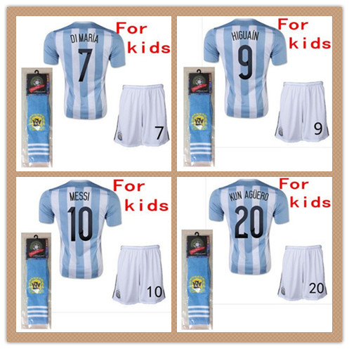 ο 2015 ޽ ƸƼ   15 16 Ȩ ȭƮ  ûҳ ౸  ĺ   ౸ /New 2015 MESSI Argentina kid jersey 15 16 Home White Blue Children Youth